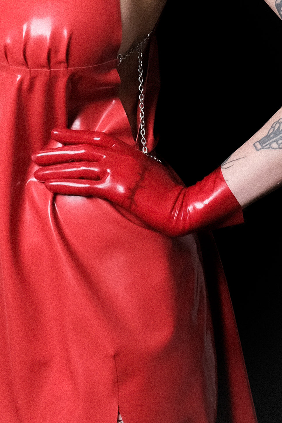 Wrist Length Glove Red