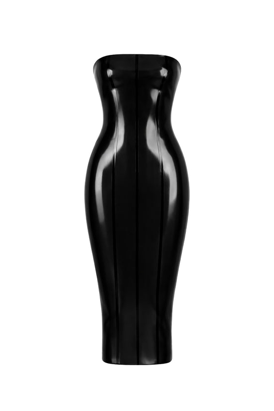 Ryder Latex Midi Dress - Lace-Up Back Detail